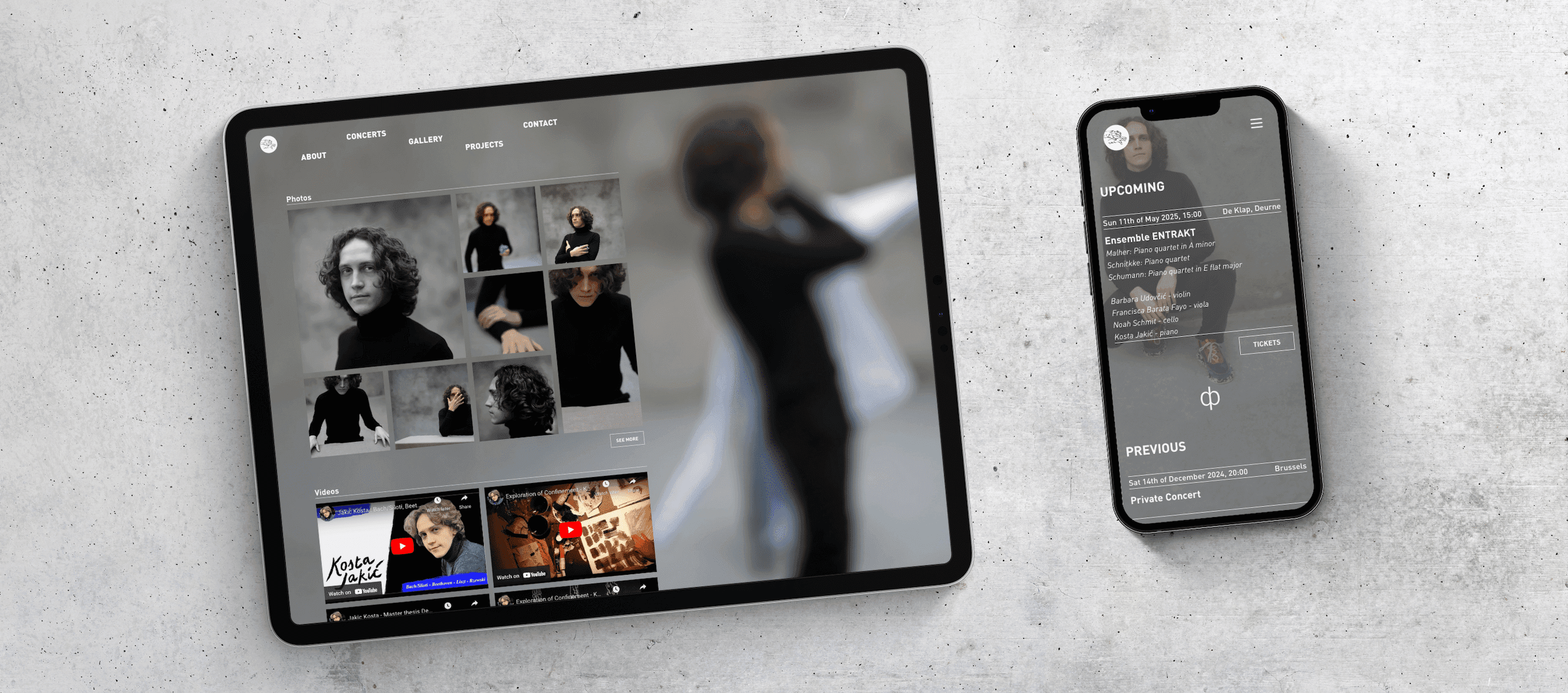The Kosta Jakic website offers a comprehensive overview of the pianist's projects and concerts.