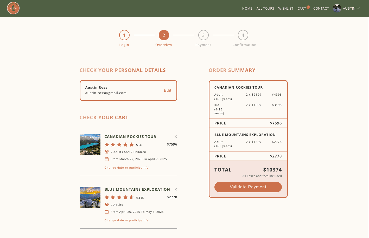 Overview page